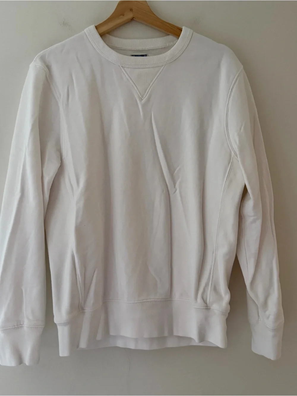 J Crew Sweatshirt White 100% Cotton Size Medium Classic Minimalist